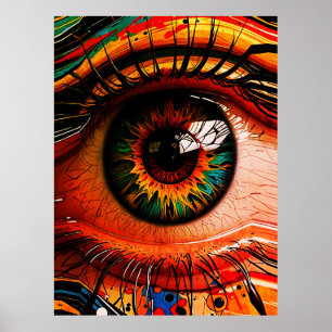 Farbexplosion Auge – Vibranter abstrakter Realismu Poster