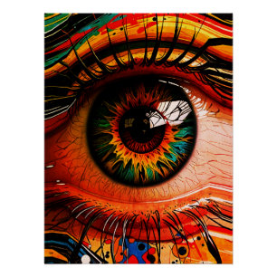 Farbexplosion Auge – Vibranter abstrakter Realismu Poster