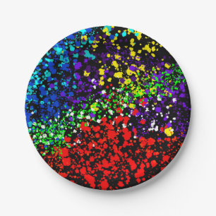 Farbexplosion Farbpunkte Bunt Modern Cool Pappteller