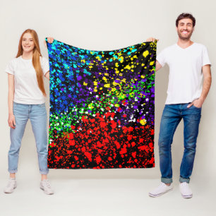 Farbexplosion Farbpunkte Bunt Moderne Cool Fleecedecke