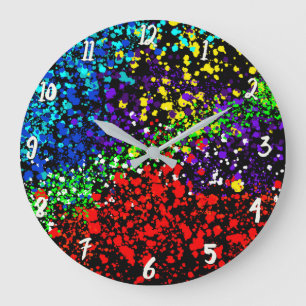 Farbexplosion Farbtöne Farbtupfer Moderne Cool Große Wanduhr