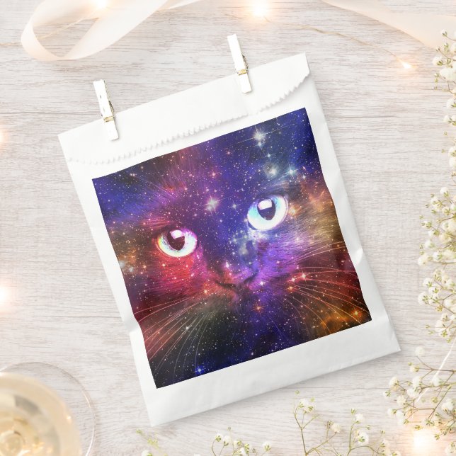 Farbexplosion-Galaxie-Katze  Geschenktütchen (Ausgeschnitten)