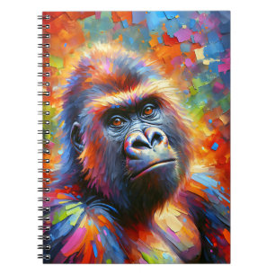Farbexplosion Gorilla-Portrait-Notizbuch Notizblock