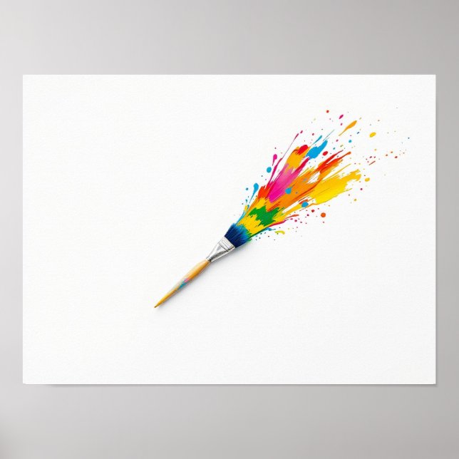 Farbexplosion mit bunter Pinsel Kunst Poster (Vorne)
