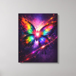 Farbexplosion Schmetterling Leinwand Wandkunst