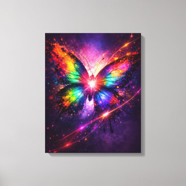 Farbexplosion Schmetterling Leinwand Wandkunst (Vorderseite)