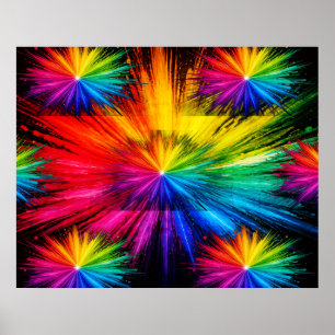 Farbexplosionen des farbenfrohen Regenbogens an ei Poster