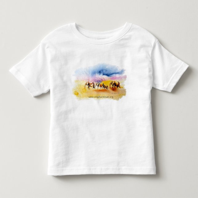 Farbexplosions-Elefantherdenentwurf Kleinkind T-shirt (Vorderseite)