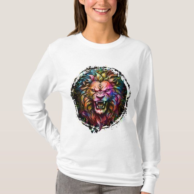 FARBFARBENER GEOMETRISCHER ABSTRAKT MAJESTISCHER L T-Shirt (Vorderseite)
