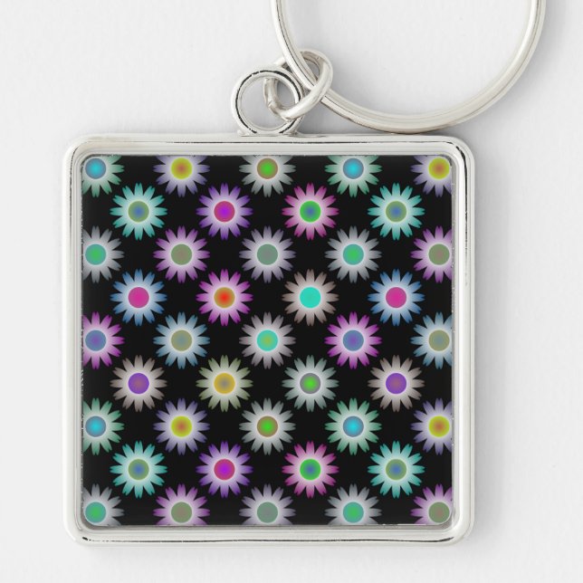 FARBFARBENES BLUMENMUSTER SCHLÜSSELANHÄNGER (Vorne)