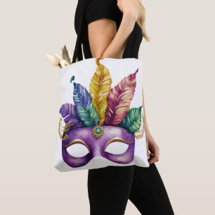 FARBFARBENES WATERCOLOR MARDI GRAS MASK TASCHE