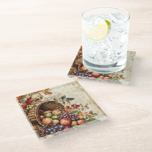 FARBFARBFALL CORNUCOPIA GLASUNTERSETZER (Schrägansicht)