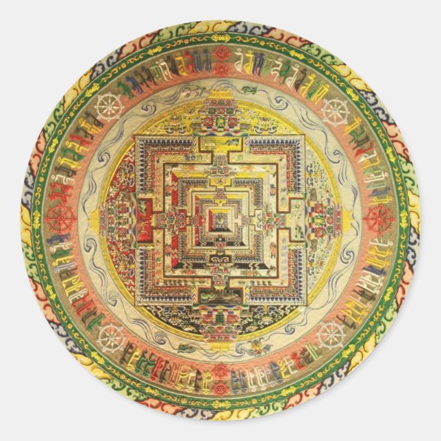 FARBFARBIGE ESOTERISCHE TIBETAN MANDALA RUNDER AUFKLEBER (Vorderseite)
