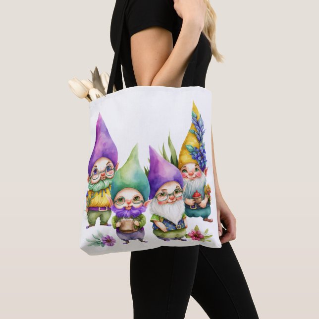 FARBFARBIGE NIEDLICHE MARDI GRAS GNOMES TASCHE (Von Nahem)