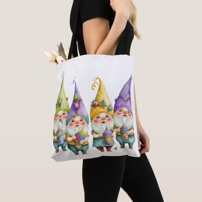 FARBFARBIGE NIEDLICHE MARDI GRAS GNOMES TASCHE (Von Nahem)