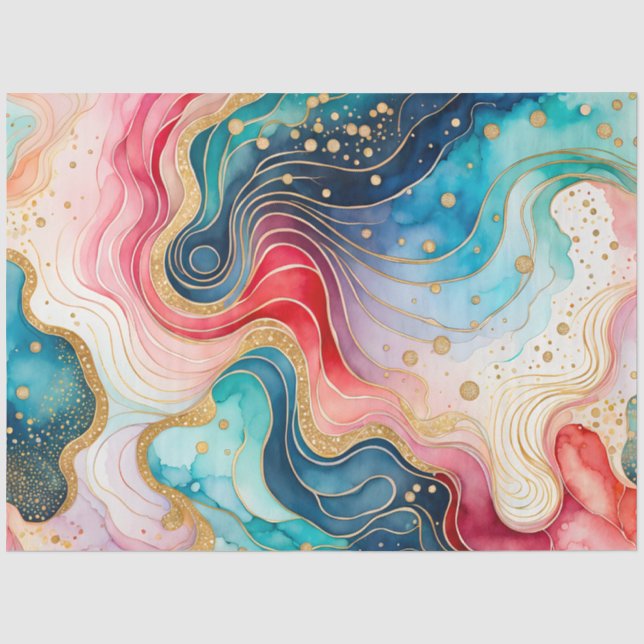 Farbfarbiges Abstrakt-Tinte-Kunstdruckpapier Seidenpapier (Vorderseite)