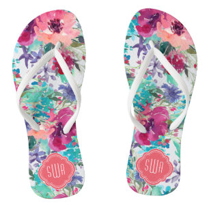 Farbfarbiges Muster mit Monogramm Flip Flops