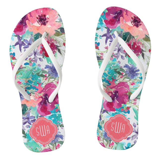 Farbfarbiges Muster mit Monogramm Flip Flops (Fußbett)