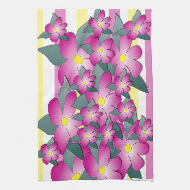 Farbfernes Küchentuch mit rosa Blume (Vertikal)