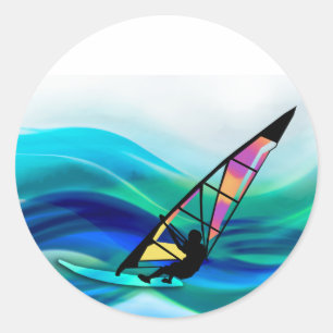 FarbfilmWindsurfer in einem Taifun Runder Aufkleber