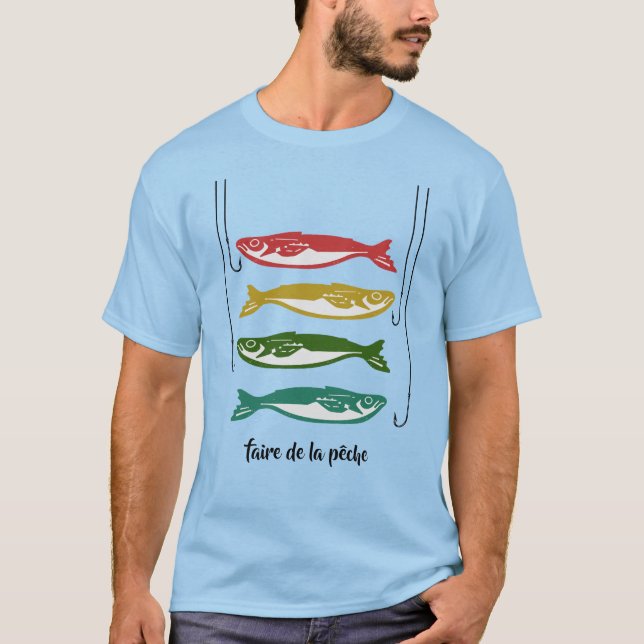 Farbfisch mit Fischbügeln (Französisch) T-Shirt (Vorderseite)