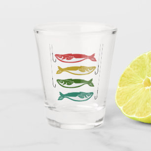 Farbfisch mit Fischbügeln Schnapsglas