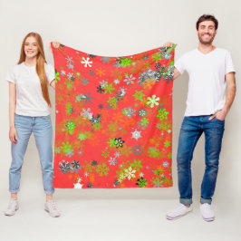 FARBFLAKEN AUF ROT FLEECEDECKE