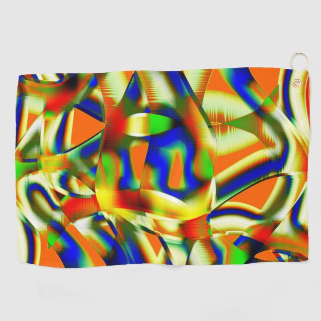 Farbflecken auf gewölbten beigen Streifen Golfhandtuch (Horizontal)