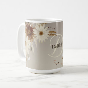 Farbflora-Monogramm für Herbstfarben Personalisier Kaffeetasse