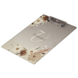 Farbflora-Monogramm für Herbstfarben Personalisier Klemmbrett