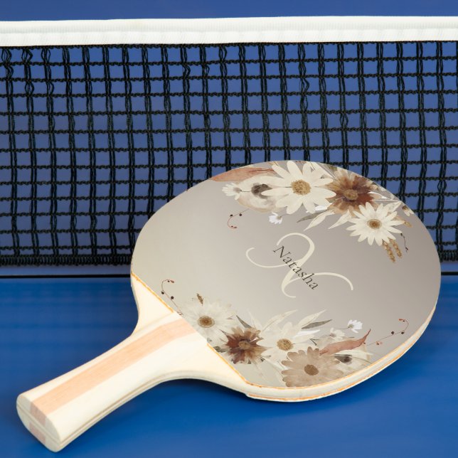 Farbflora-Monogramm für Herbstfarben Personalisier Tischtennis Schläger (InSitu)