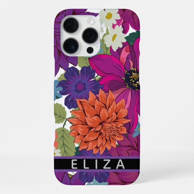 Farbflorale Monogramm, benutzerdefiniert Phone Cas iPhone 16 Pro Max Hülle (Rückseite)