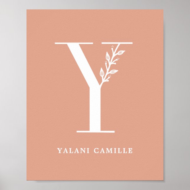 Farbflorale Monogramm Letter Y Name Kinderzimmer Poster (Vorne)