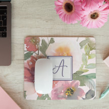 Farbflorale Monogramm-Mousepad-Vorlage