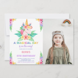 Farbflorale Unicorn zum Geburtstag Einladungen Fot
