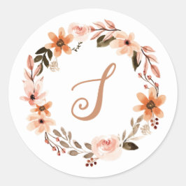 Farbfloraler Monogramm-Aufkleber Runder Aufkleber