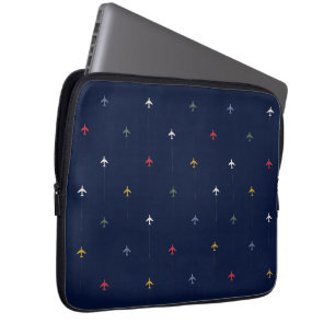 Farbflugzeuge dunkelblaue Muster Laptopschutzhülle