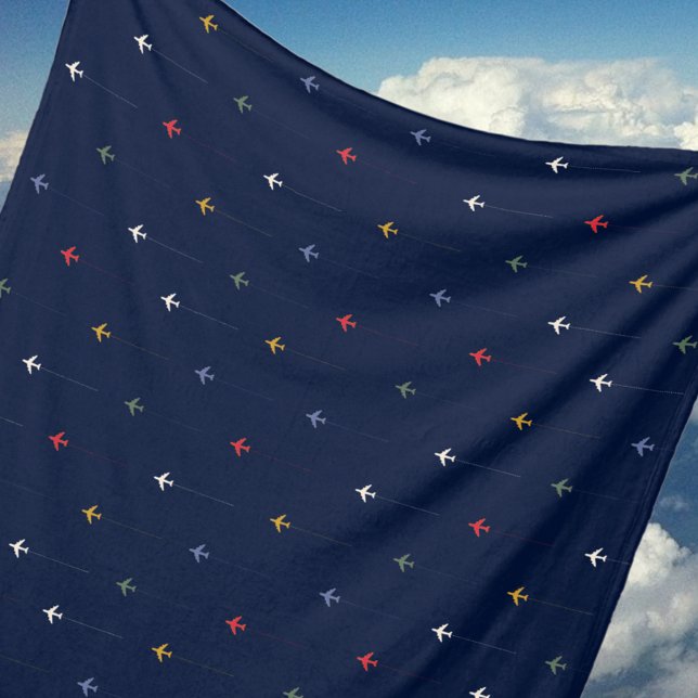 Farbflugzeuge seitlich nach schwarz blau ausgerich fleecedecke (Von Creator hochgeladen)