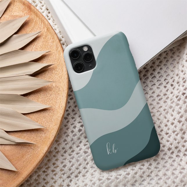 Farbflussmonogramm für Minze und Spruce Boho iPhone 16 Hülle (Von Creator hochgeladen)