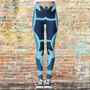 Farbfrohe blaue Collage-Muster-Leggings Leggings