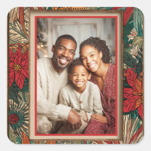 Farbfrohes Afro-Boho Frohe Weihnachten  Quadratischer Aufkleber