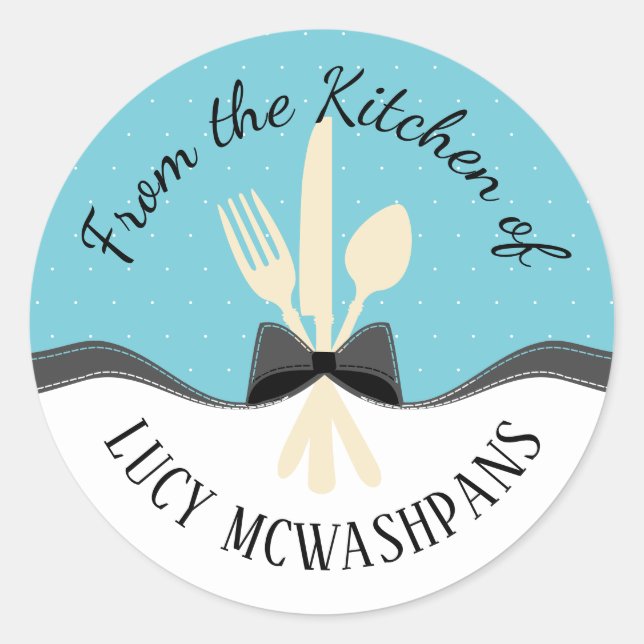 Farbgabelöffel mit Messerbogenprägung Runder Aufkleber (Vorderseite)