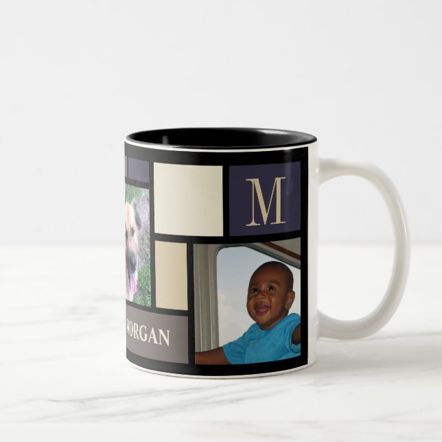 Farbgebälk an der Küste Moderne 3 Foto Chic Zweifarbige Tasse (Rechts)