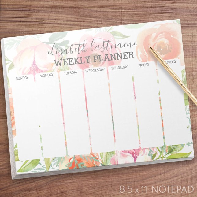 Farbgeblasenes Muster Wochenplaner Notizblock (Weekly Planner Notepad - Personalized)
