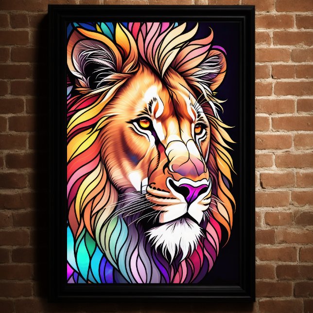 Farbgefestigtes Glas-Stil Lion 2:3 Poster (Von Creator hochgeladen)