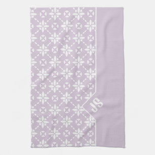 Farbgeflechtetes Muster auf rosa Blume Monogramm Geschirrtuch
