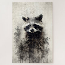Farbgemälde eines Raccoon-Puzzles