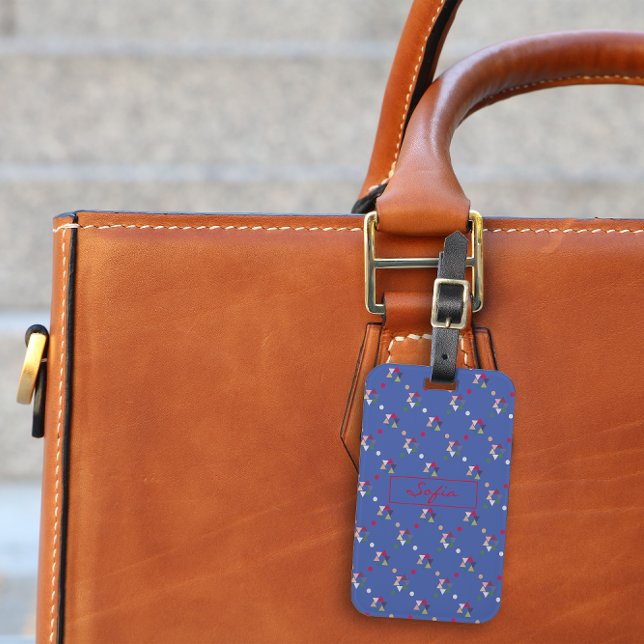 Farbgeometrisch minimalistisches blaues Muster Gep Gepäckanhänger (Von Creator hochgeladen)