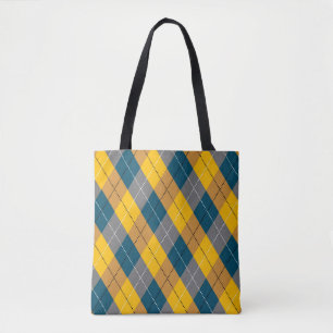 Farbgeometrisches, Kariert-gelbbraunes Muster Tasche