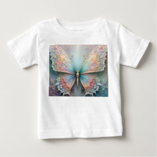 Farbgerüchte: Pastell-Fraktal-Schmetterlingstraum Baby T-shirt